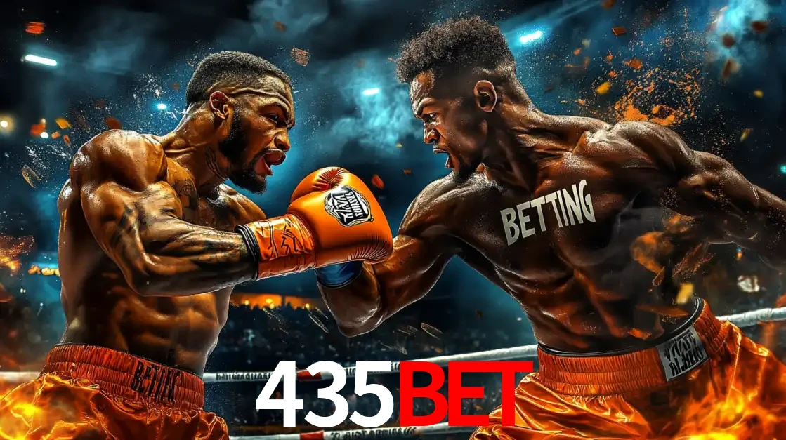 Dois boxeadores em uma luta intensa e explosiva, representando a adrenalina e as oportunidades de apostas em esportes de combate disponíveis na plataforma 435BET.