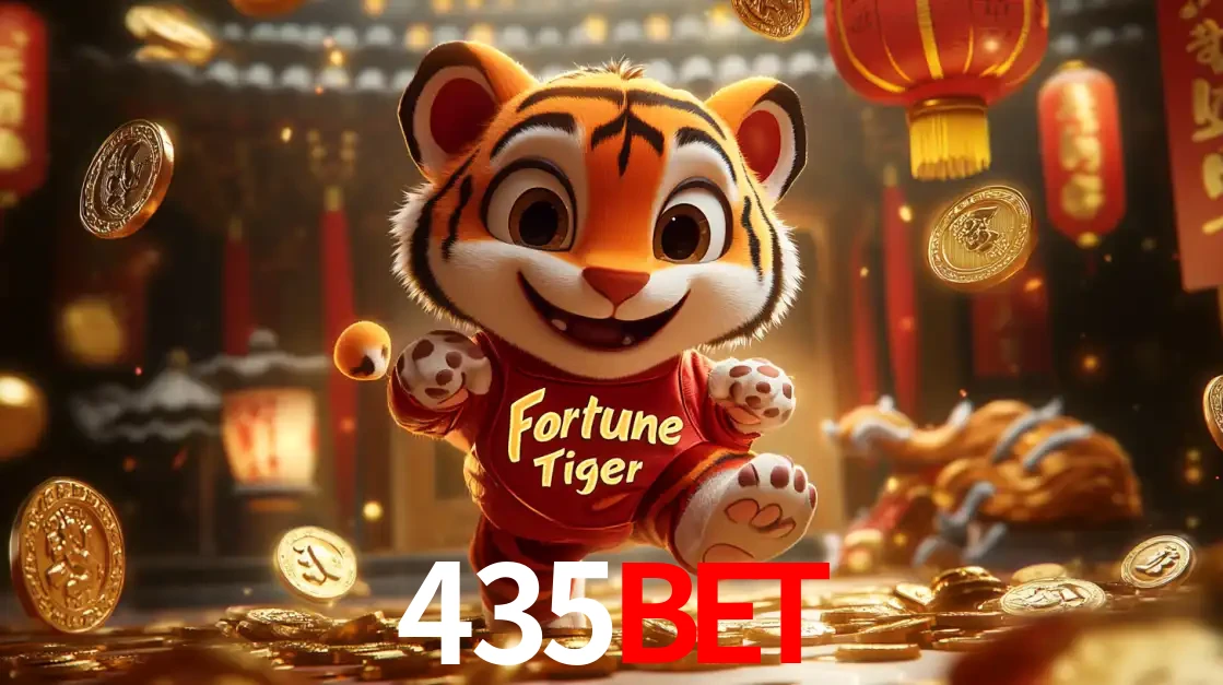 O alegre personagem do Fortune Tiger correndo sobre um caminho de moedas de ouro, simbolizando os grandes prêmios e a diversão do popular jogo de slot do 435BET.